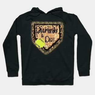 Diamonds and Dirt Softball Cheetah Faux Glitter Design Hoodie